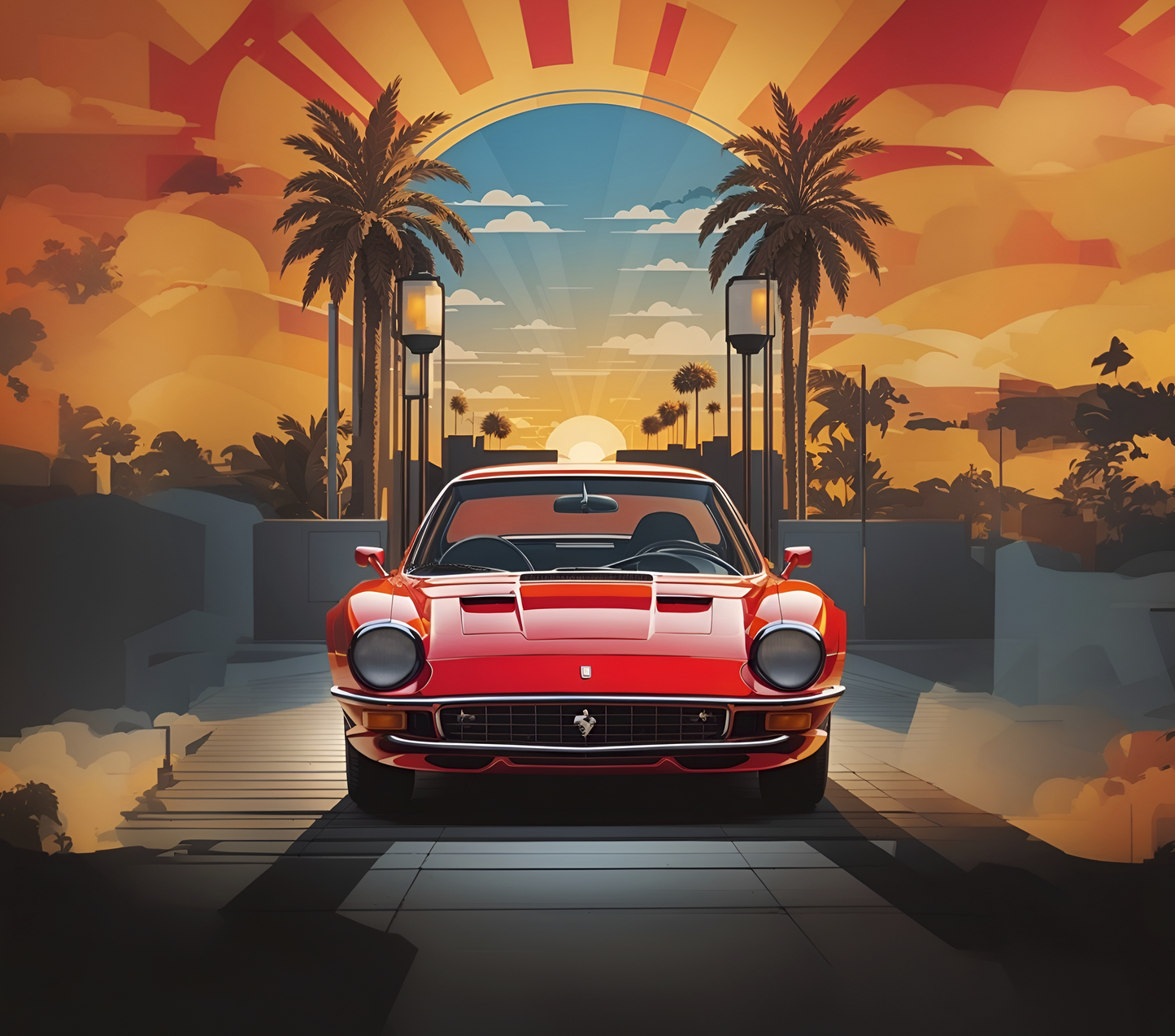 Car Vintage Palms
